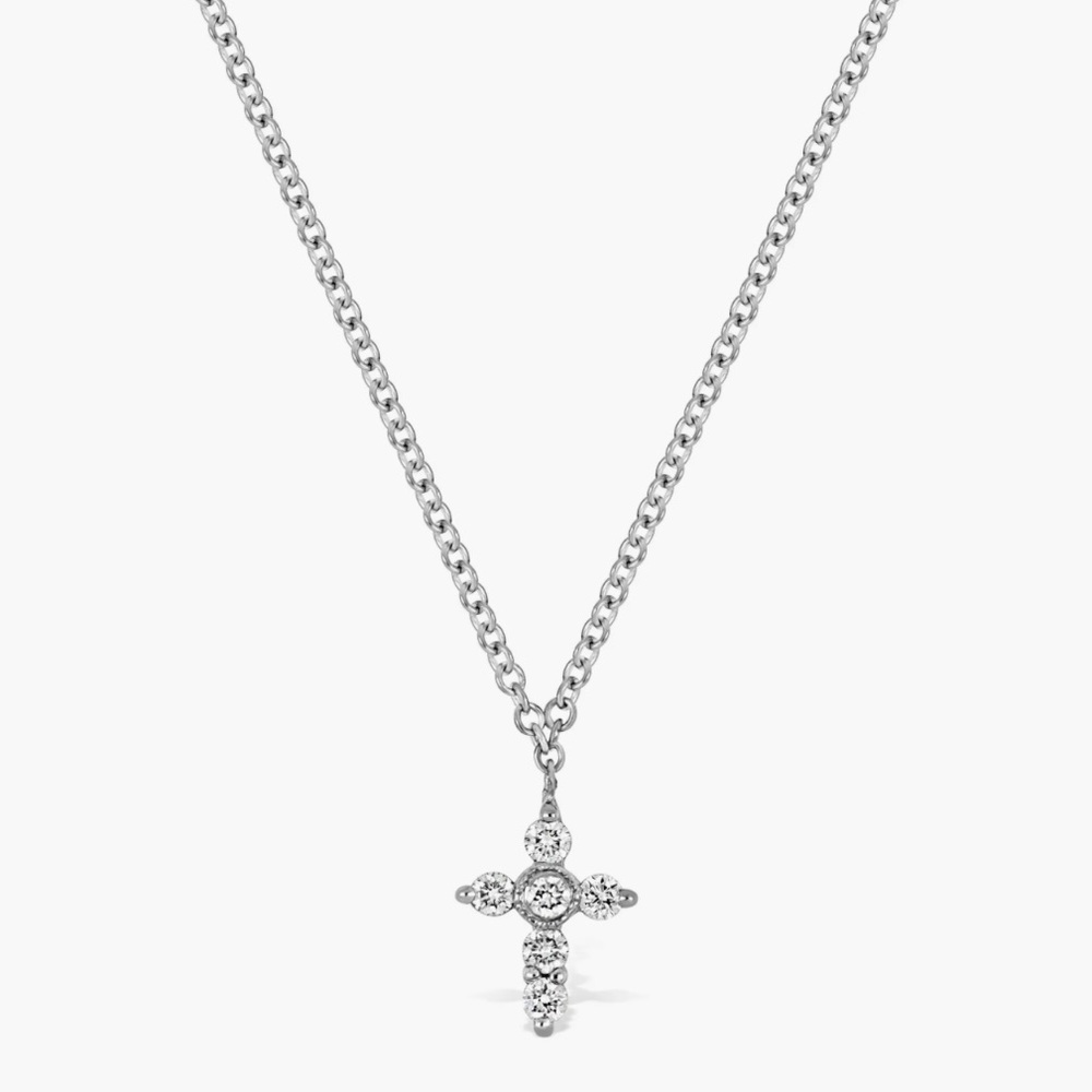 Bony Levy Diamond Cross Pendant Necklace 18K White Gold
